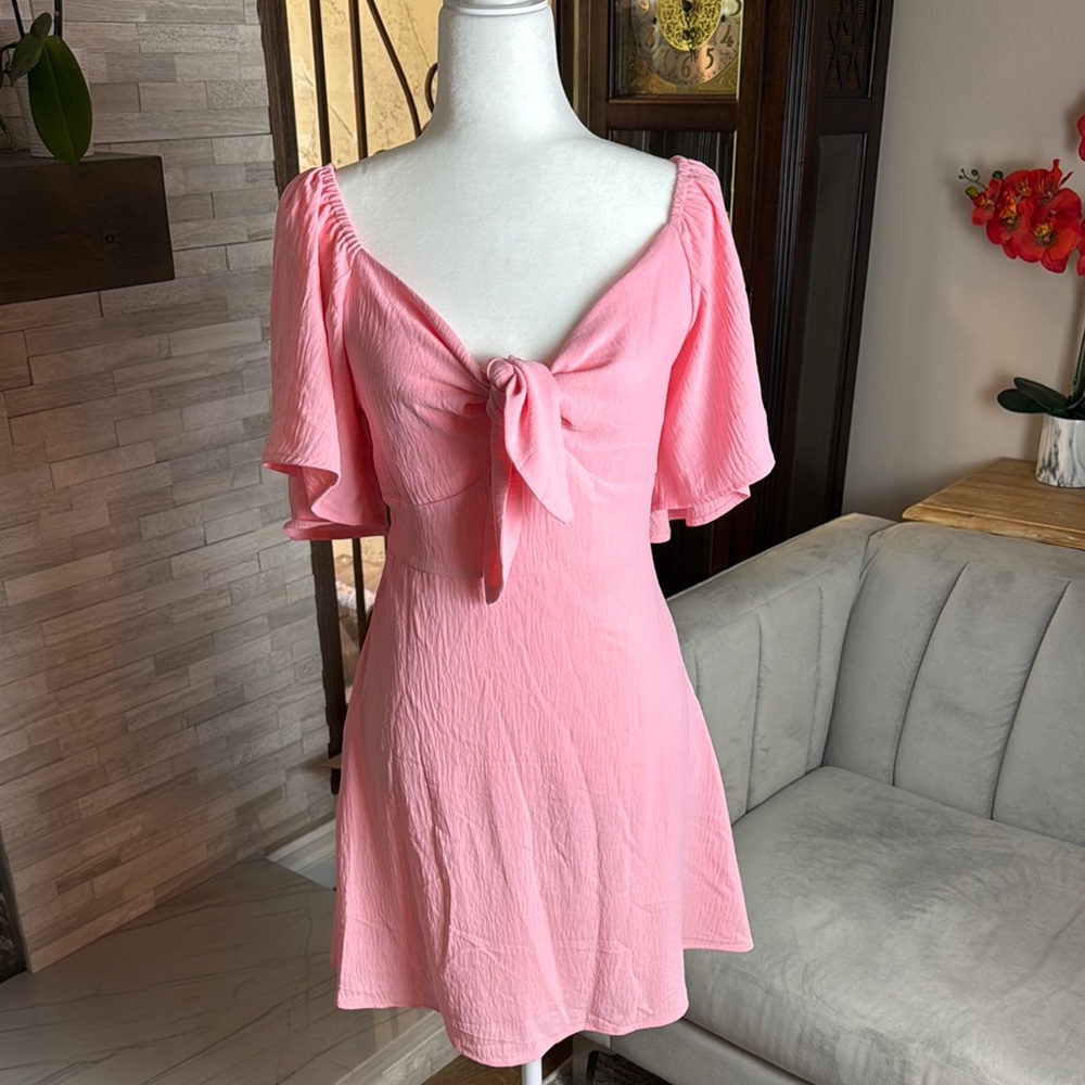 Pink Tie-Front Dress